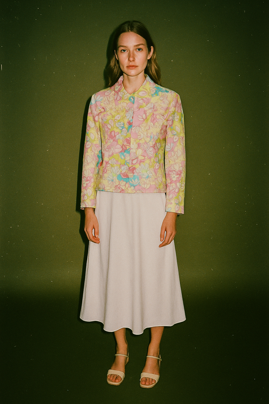 Multi Color Longsleeve Blouse With Collar Detail