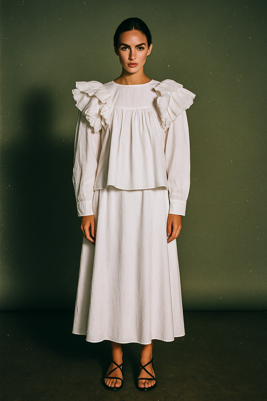 Isabel Etoile White  Ruffled Blouse Top