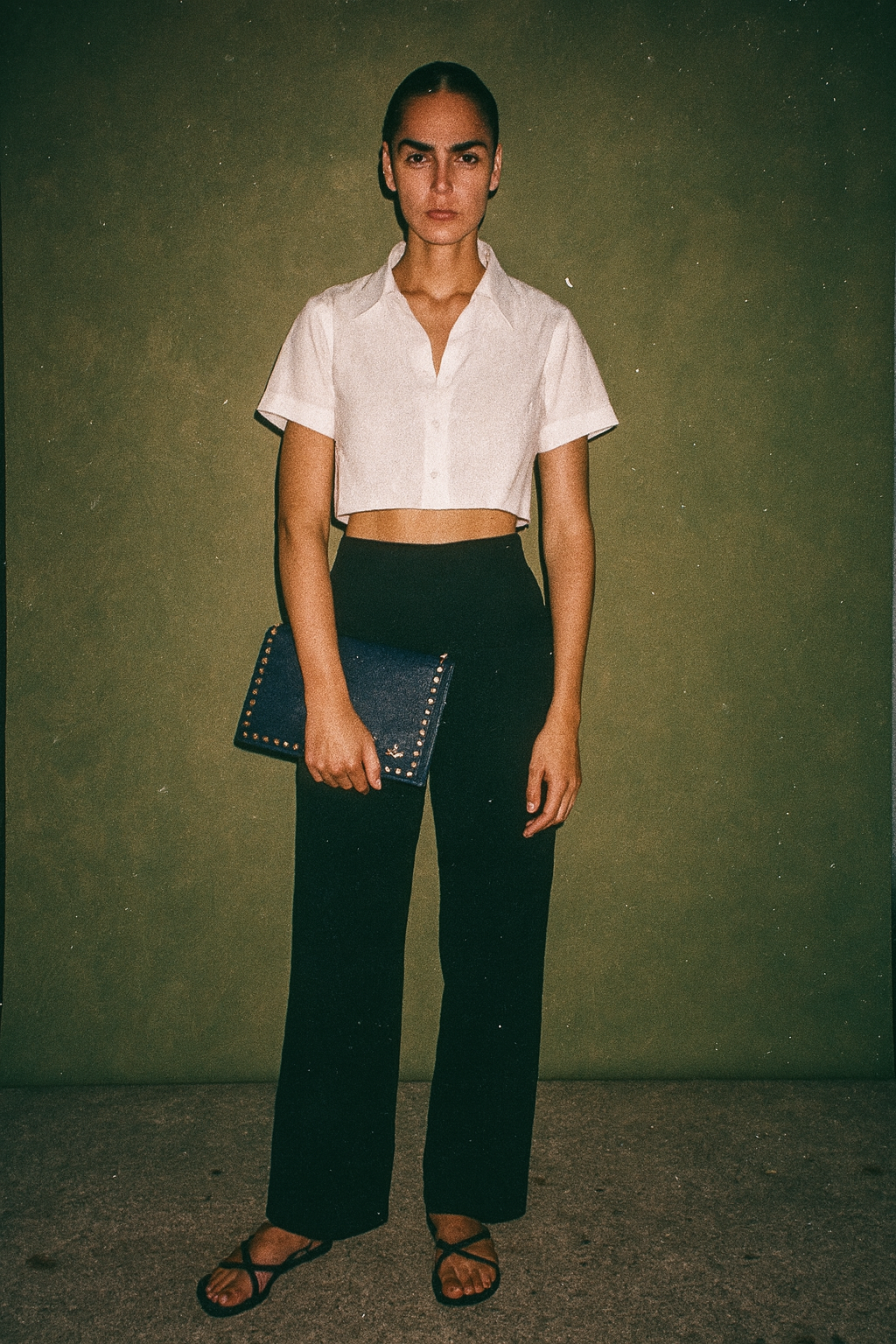 Valentino Garavani Nappa Rockstud Wristlet Clutch Navy