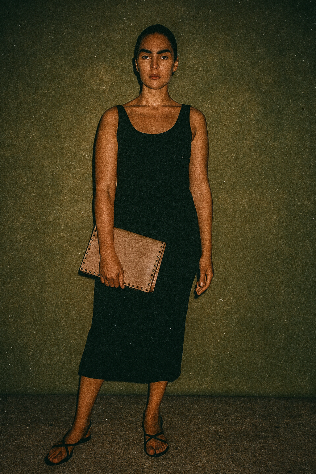 Valentino Garavani Nappa Rockstud Wristlet Clutch Brown