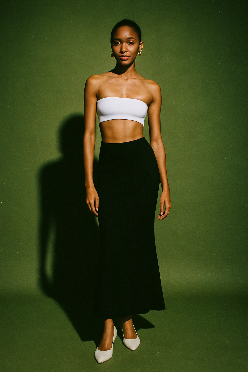 Anna Quan Black Ribbed Stretchable Long Skirt