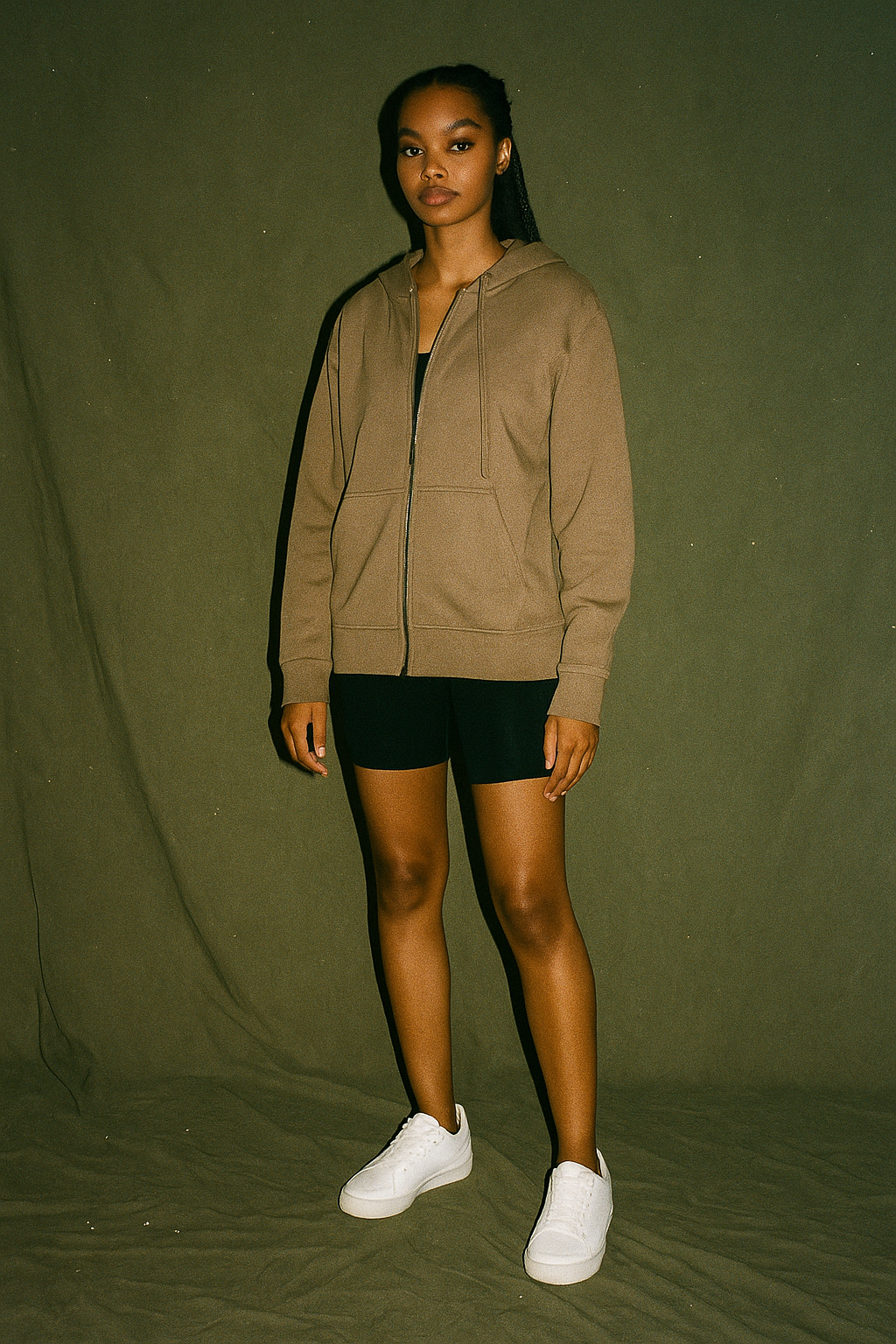 Alo Brown Hoodie Jacket with Front Zip