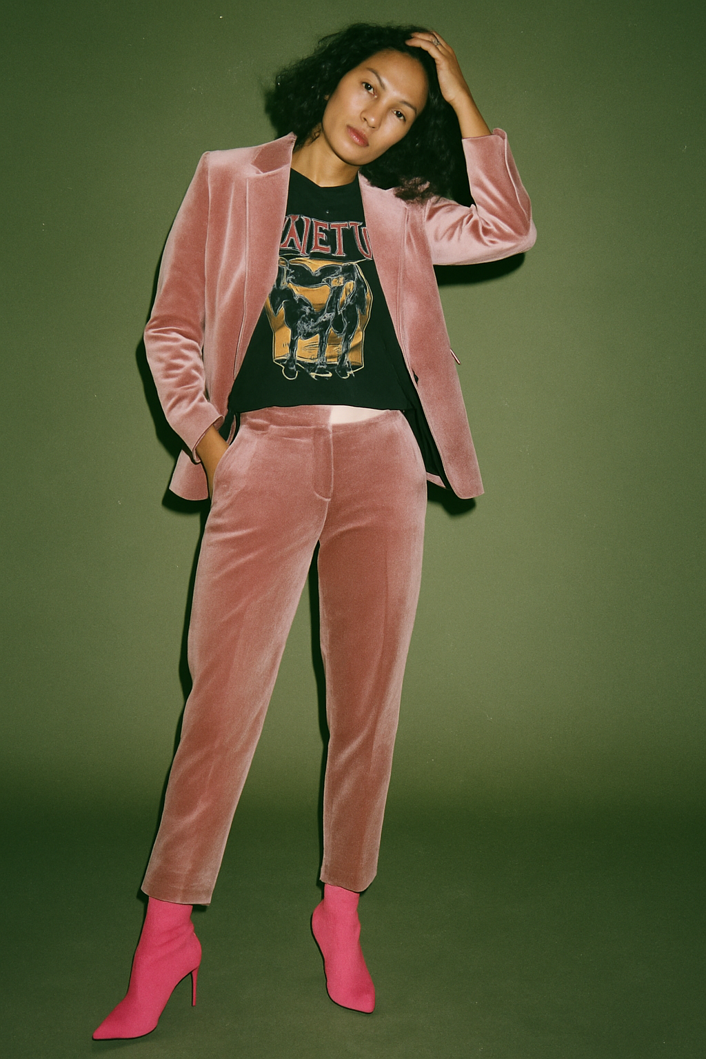 Pink Blazer Jacket With Shoulder Padded