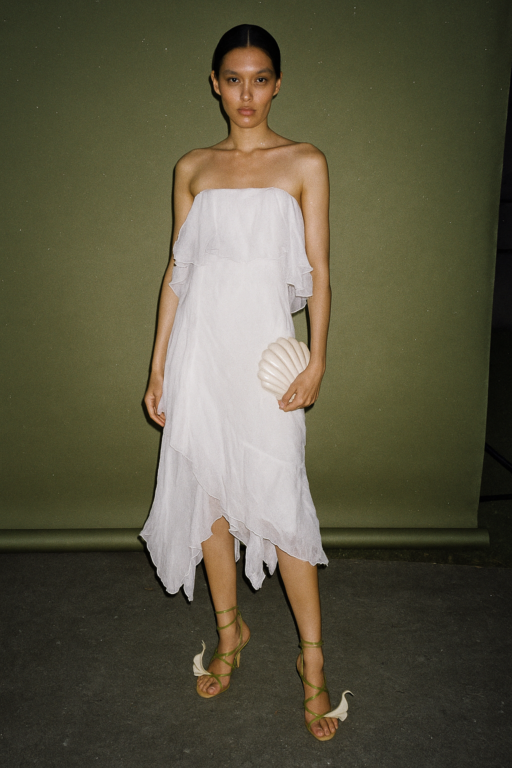Monique Lhuillier Floral Tuller Off White Tube Dress
