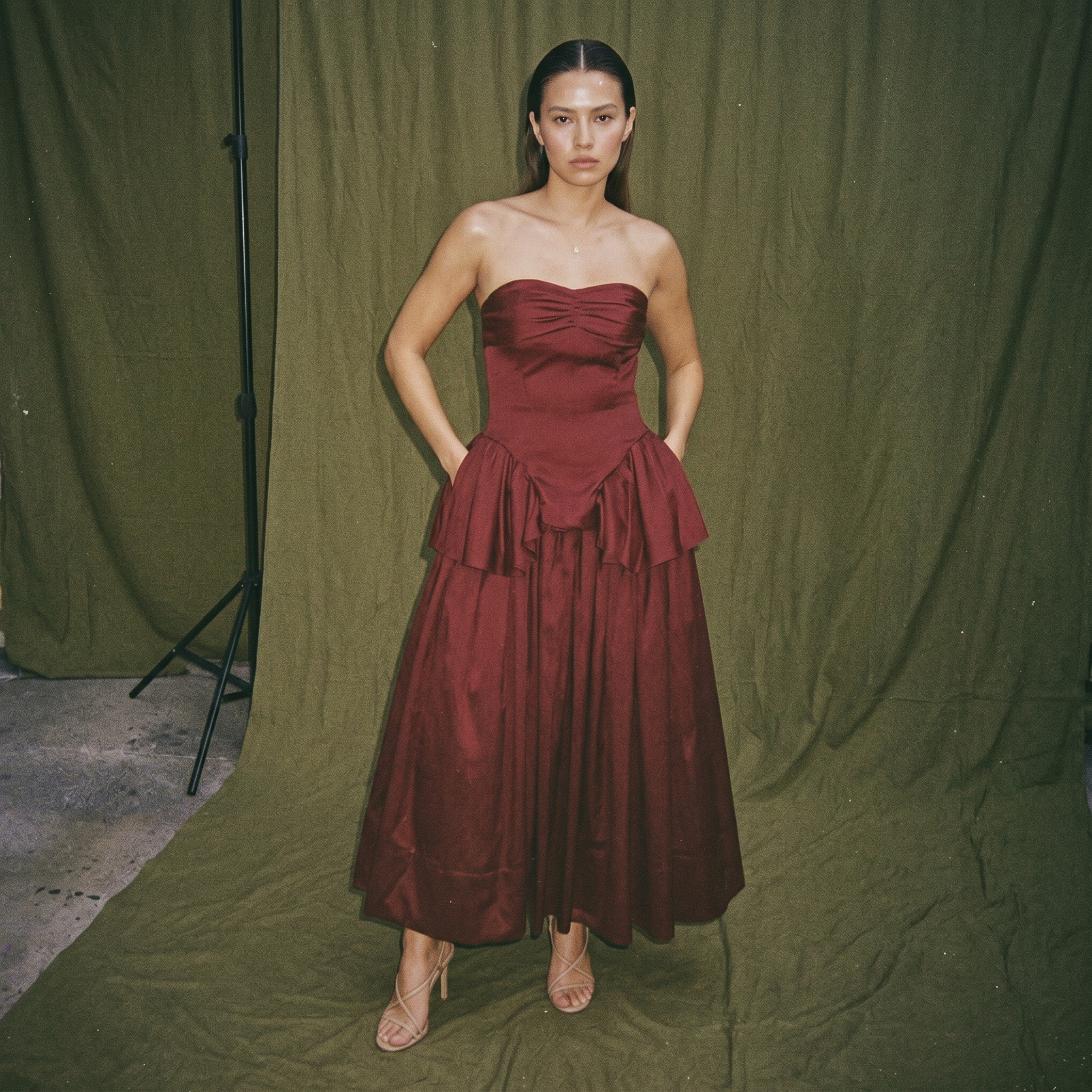 Custom Burgundy Peplum Top and Skirt