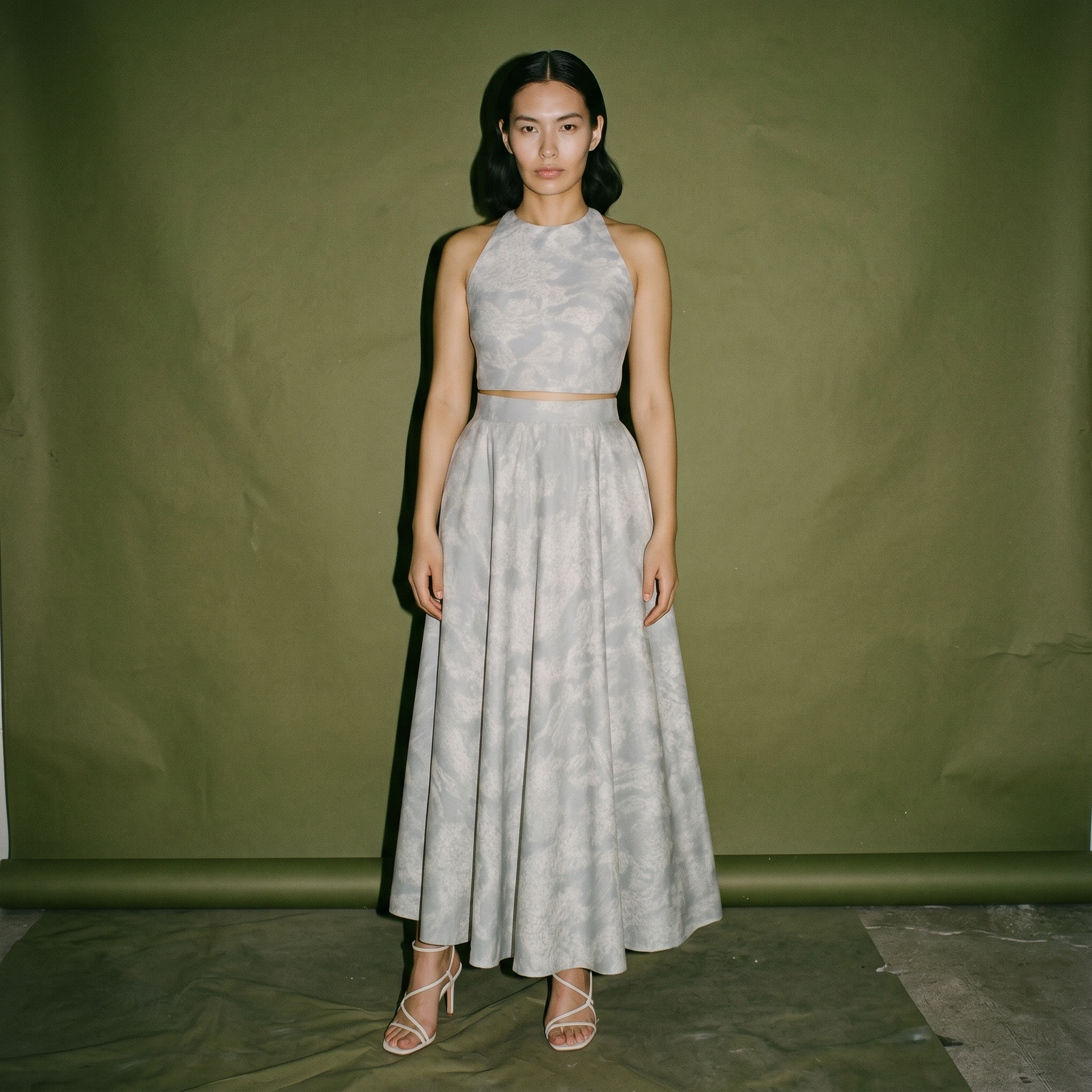 Debbie Co Co-ord Halter Style Crop Top and Long Flowing Skirt Nature Inspired Design