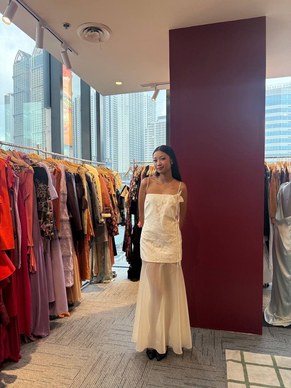 Amelie Sleeveless Off White Eyelet Lace Floral Organza