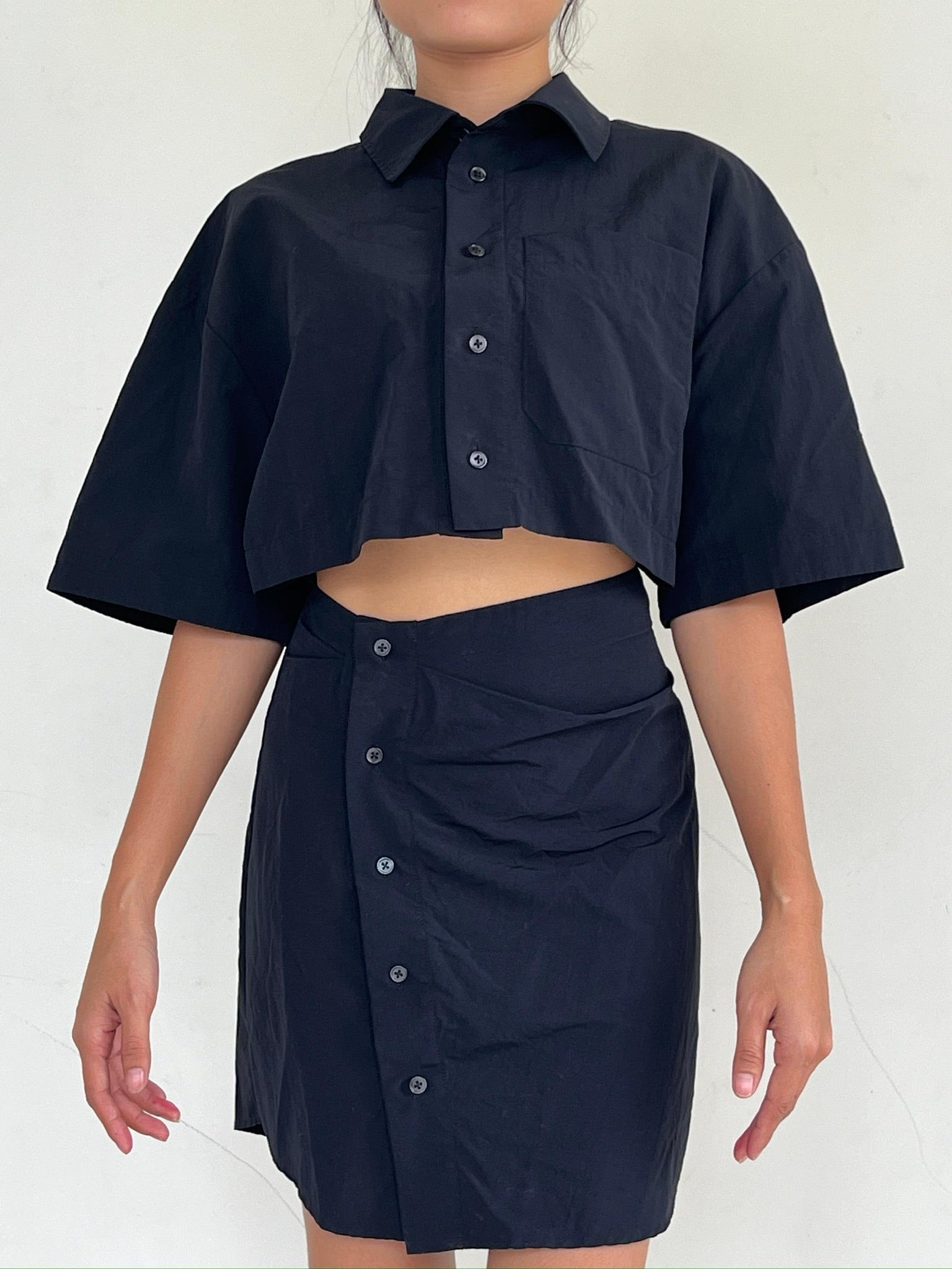 Jacquemus Black Short Dress with Button detail