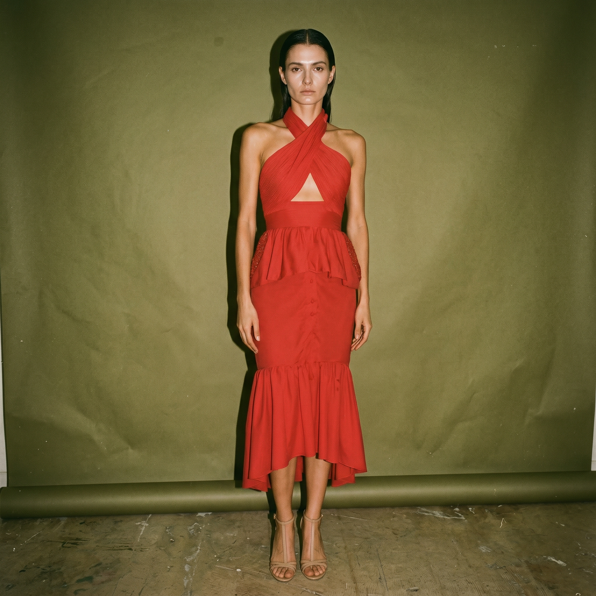 Johanna ortiz Red Cotton Midi Dress