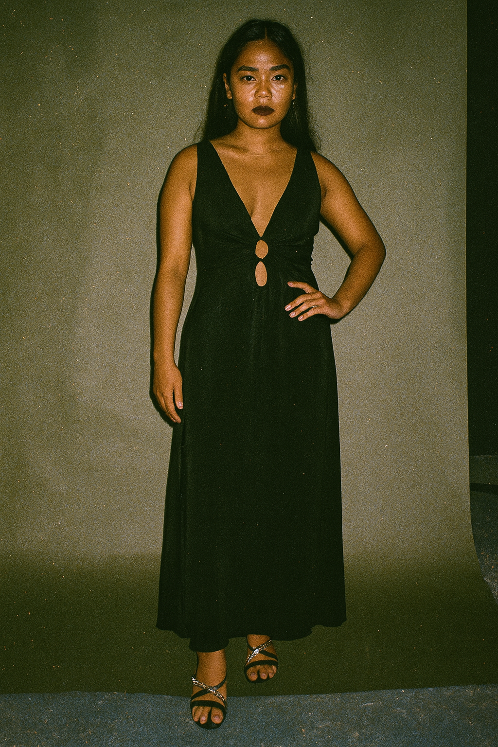 Black Backless Long Dress With Back Zip Up