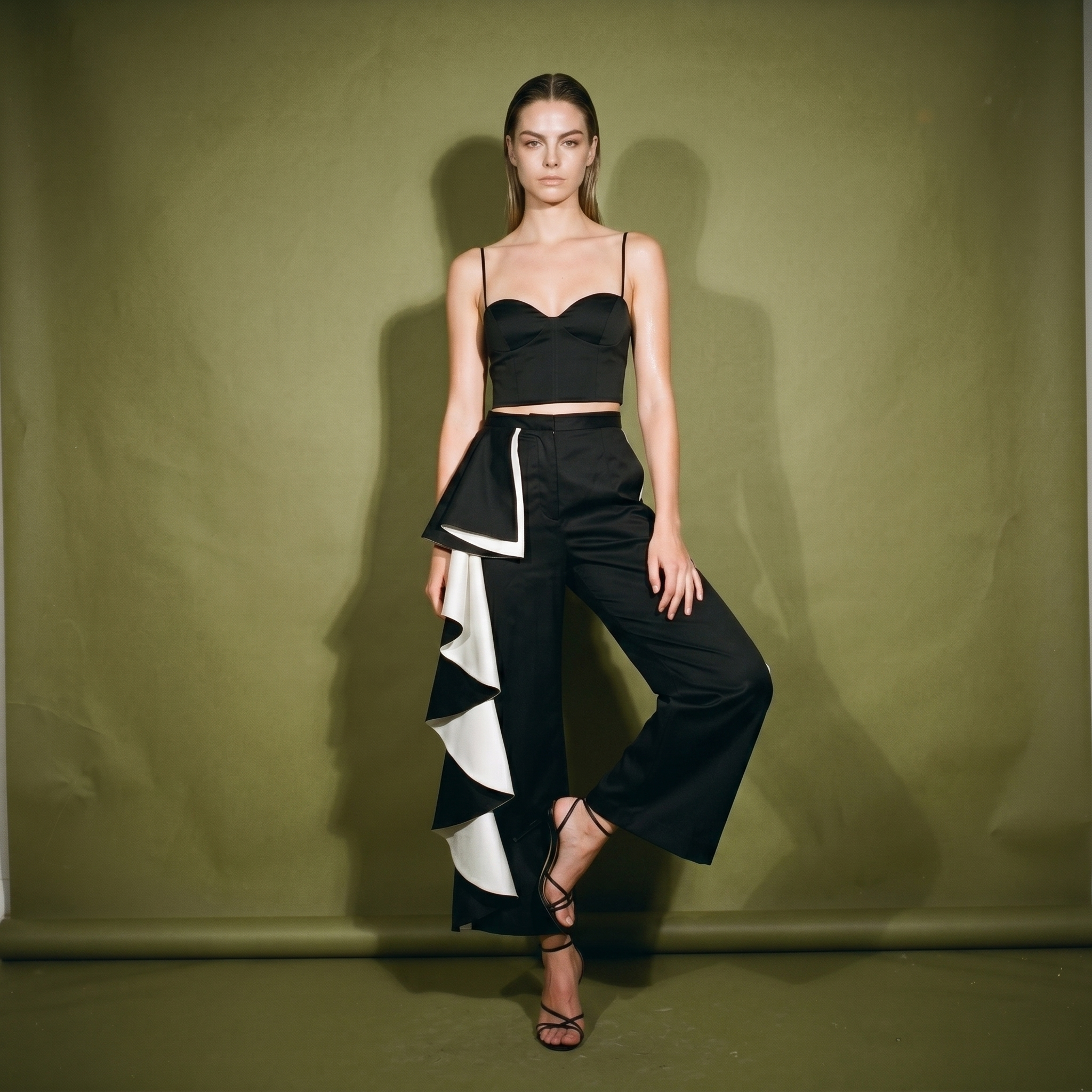Rotacion Trouser Black with White