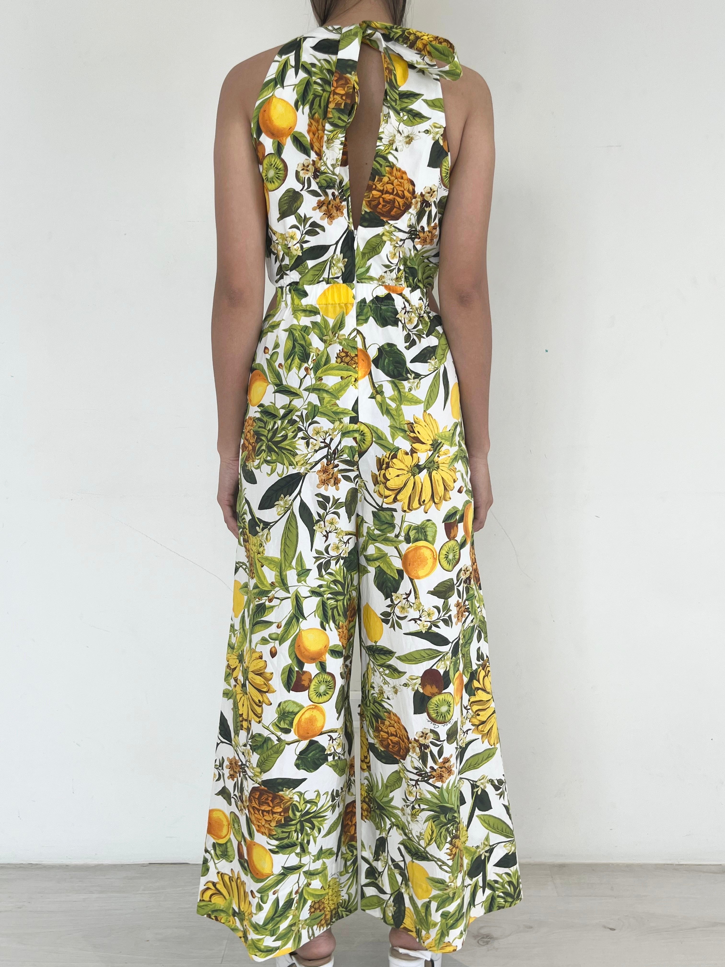 Cara Cara Multicolor Farm Rio Jumpsuit Petite Halter wih Cutout & Wide Leg
