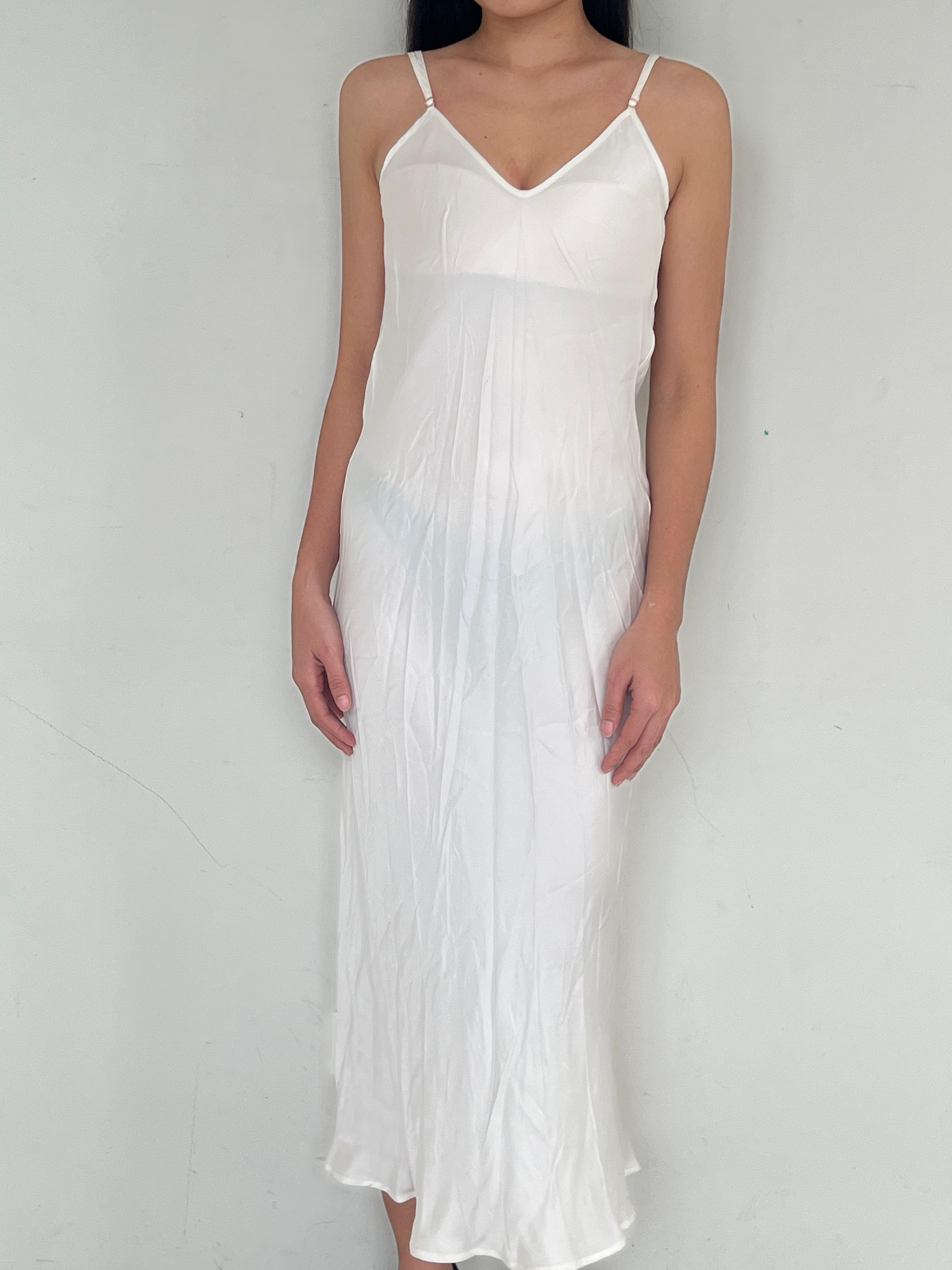 White Silk  Strap Slip Dress