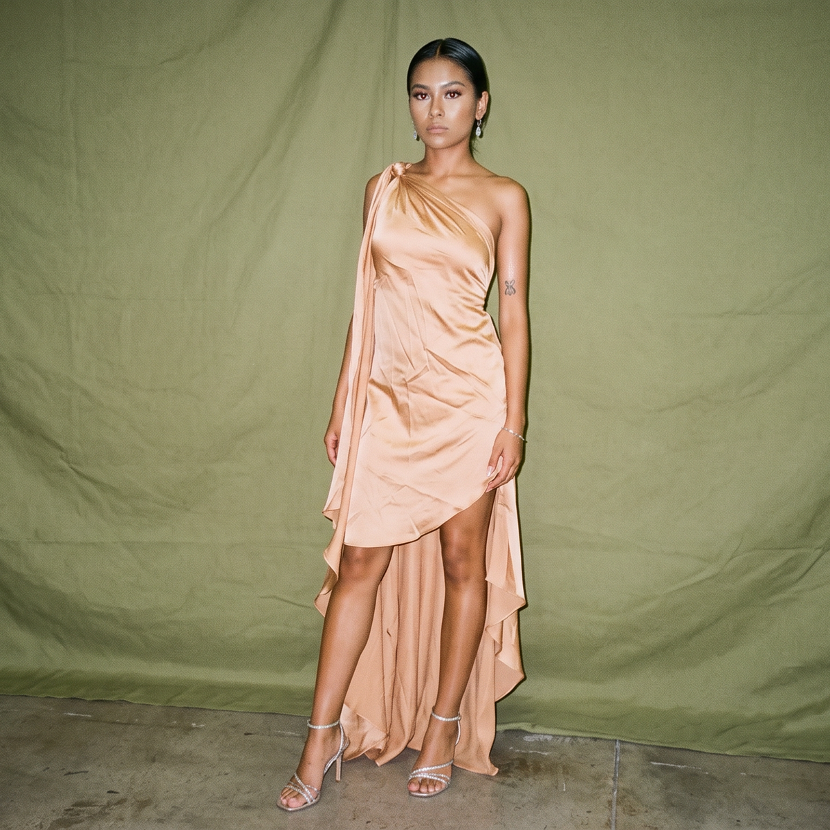 Stylestaple Brown Short Dress Silk