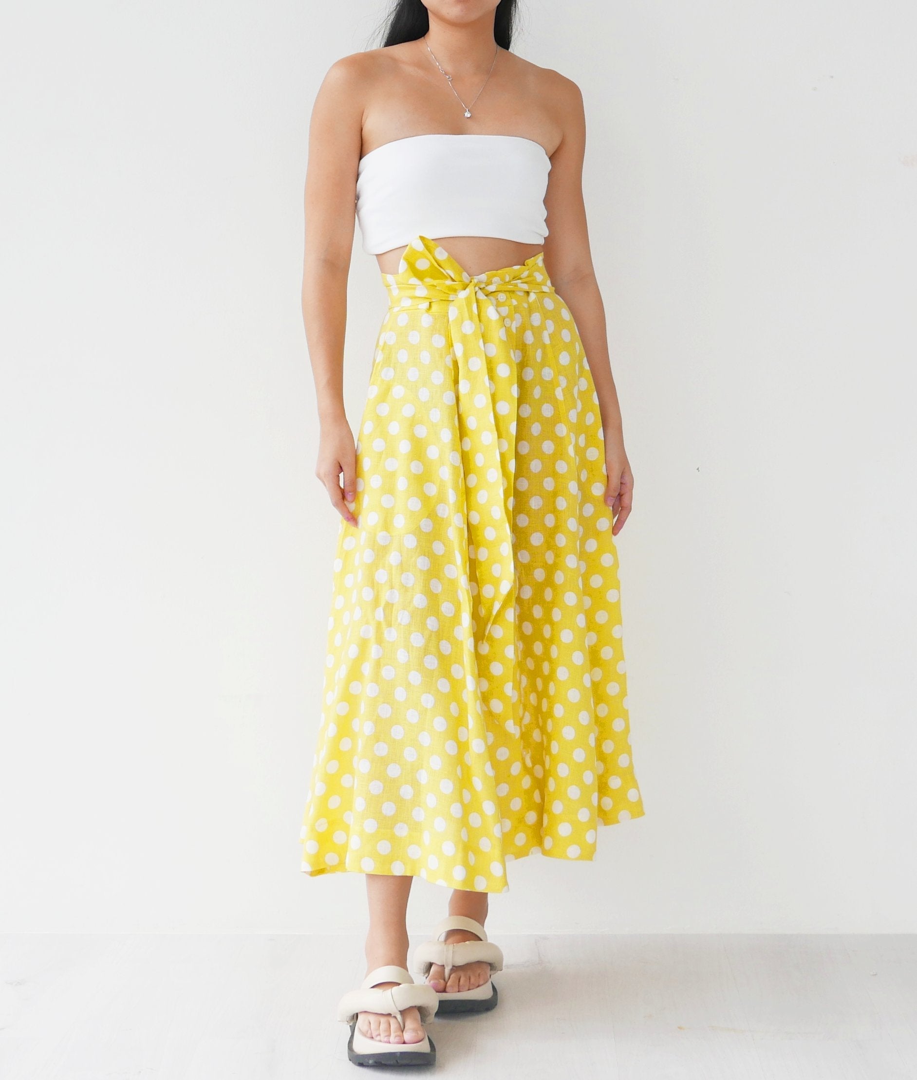 Lisa Marie Fernandez Linen Polka Dot Skirt