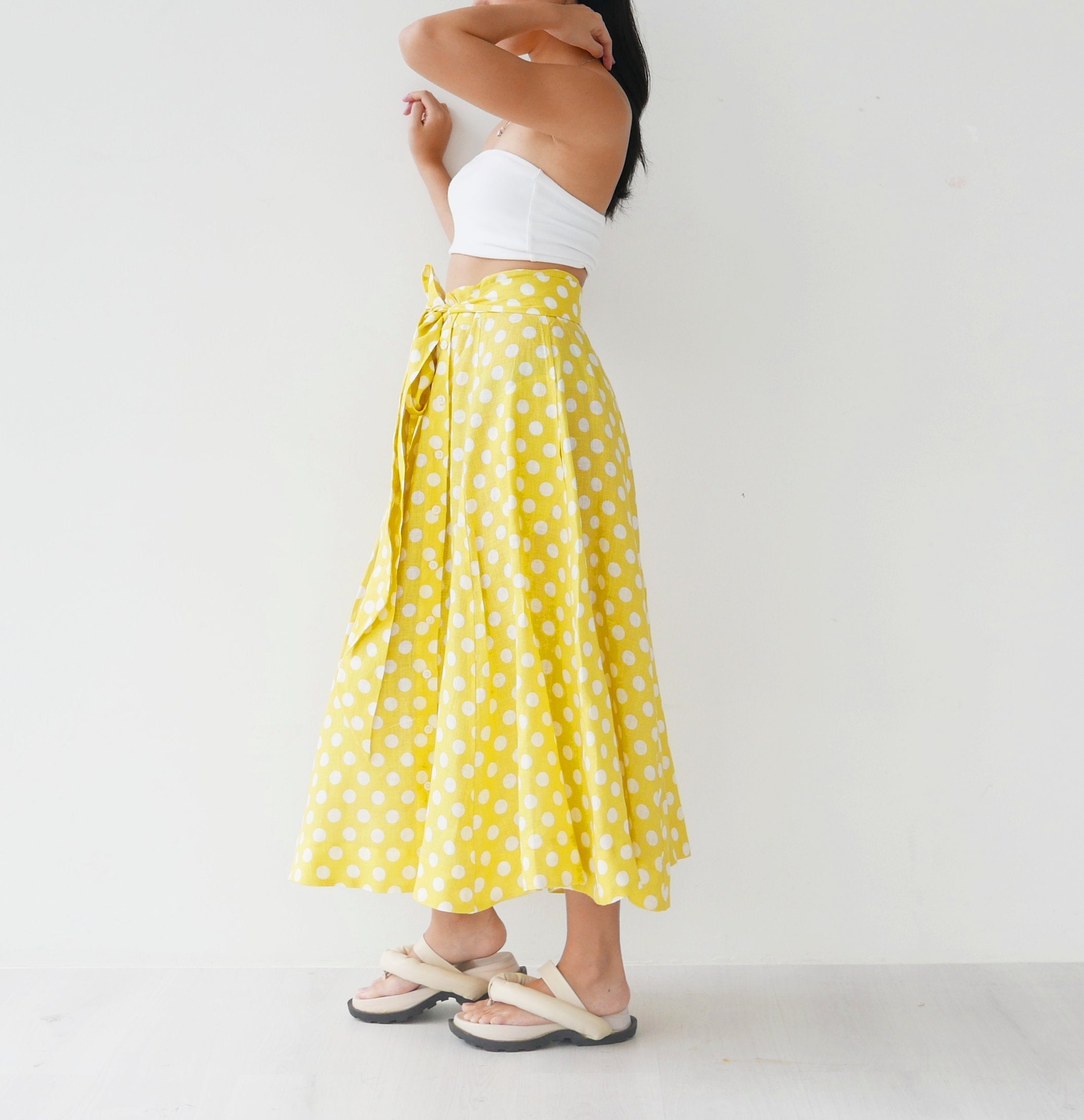Lisa Marie Fernandez Linen Polka Dot Skirt