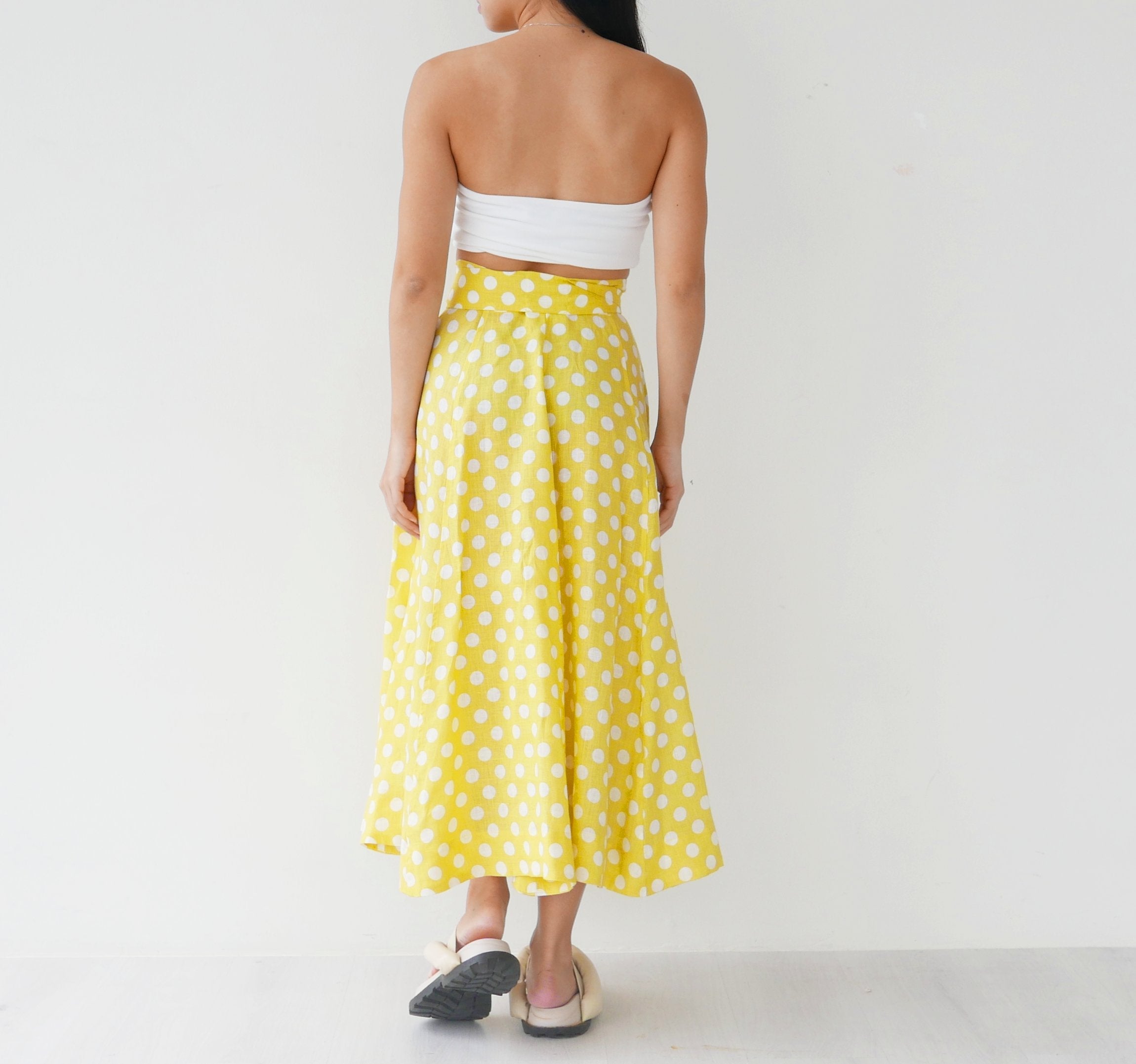 Lisa Marie Fernandez Linen Polka Dot Skirt