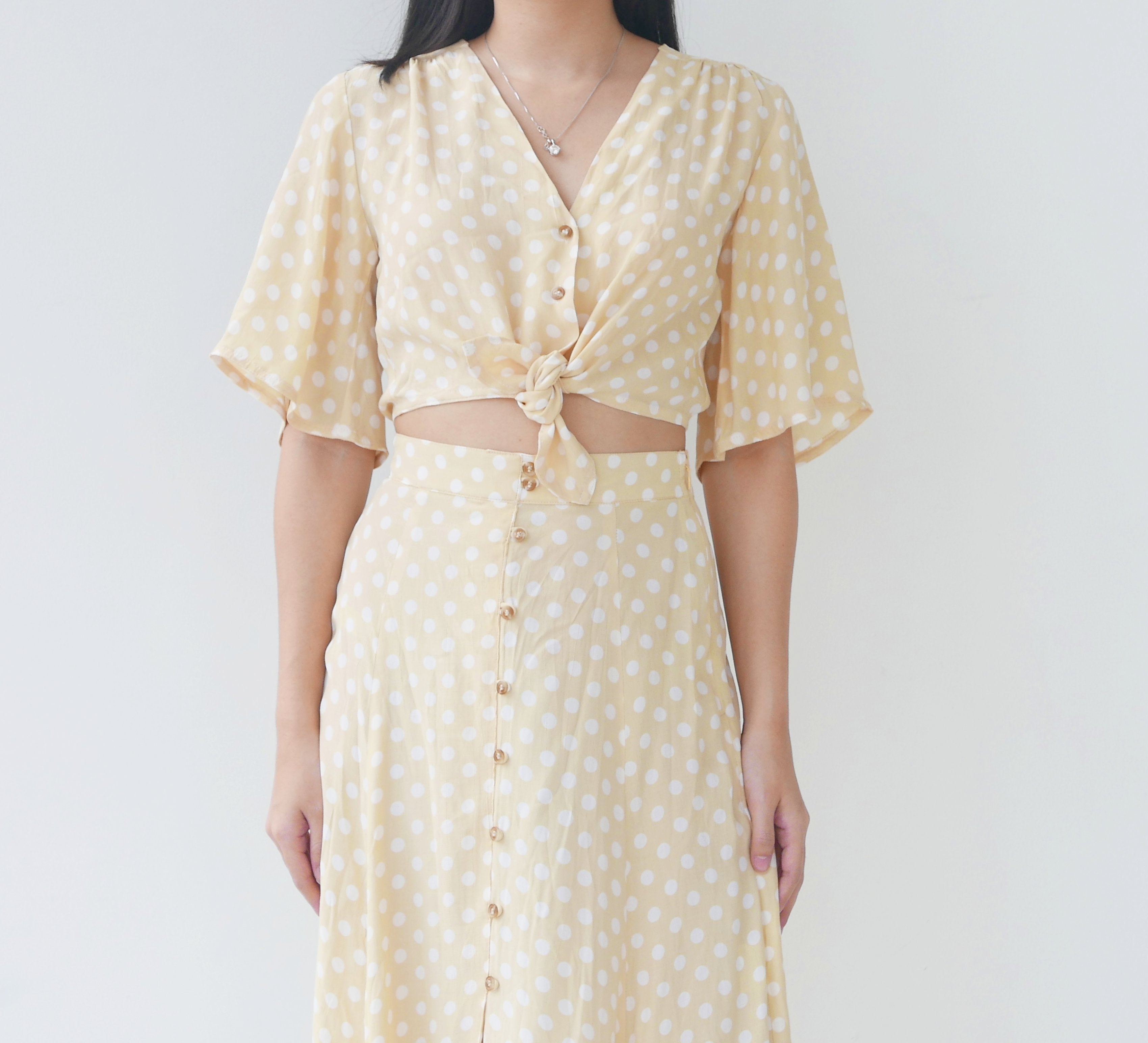 Faithfull the Brand Polka Dot Wrap Top